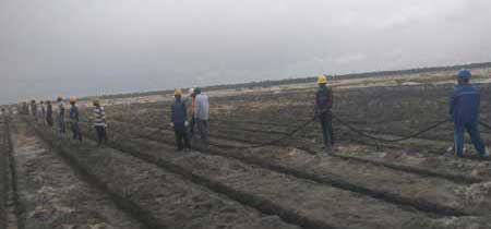 tank anode system installation on large crude oil tank foundation