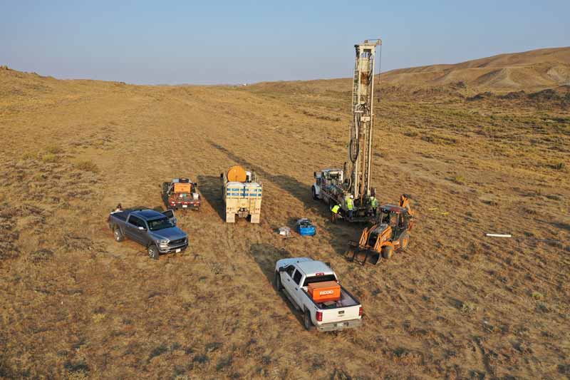 Deep anode cathodic protection system installation for pipeline corrosion protection.