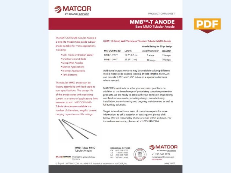 Datasheet image - MMB Tubular MMO Anodes