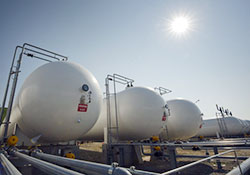 Propane storage tanks at MarkWest Energy Partners’ Houston fractionation and marketing complex in Washington, Pennsylvania.
